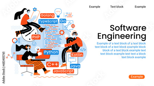 Programming web banner. Best programming languages. Technology process of Software development. Full StackDeveloper