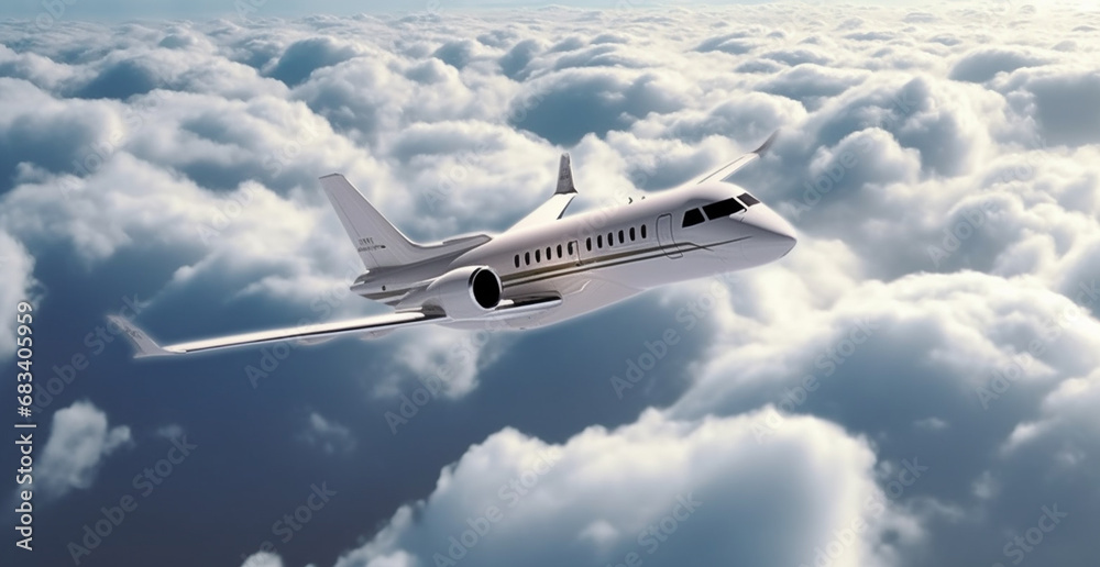 Obraz premium Luxury Jet Soaring Through the Clouds