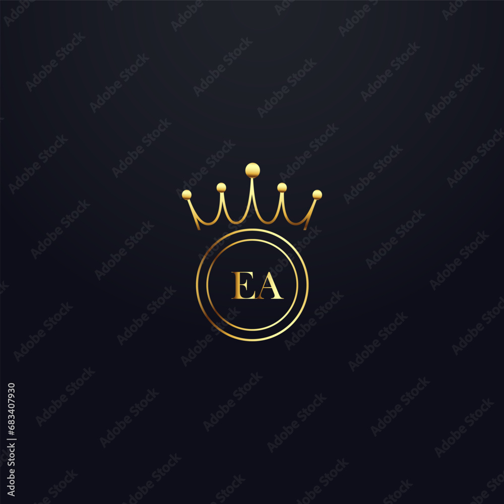 EA logo. E A design. White EA letter. EA E A letter logo design. Initial letter EA linked circle uppercase monogram logo  . golden latter logo