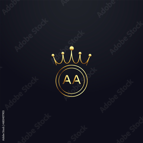 AA logo. A A design. White AA letter. AA A A letter logo design. Initial letter AA linked circle uppercase monogram logo  . golden latter logo photo