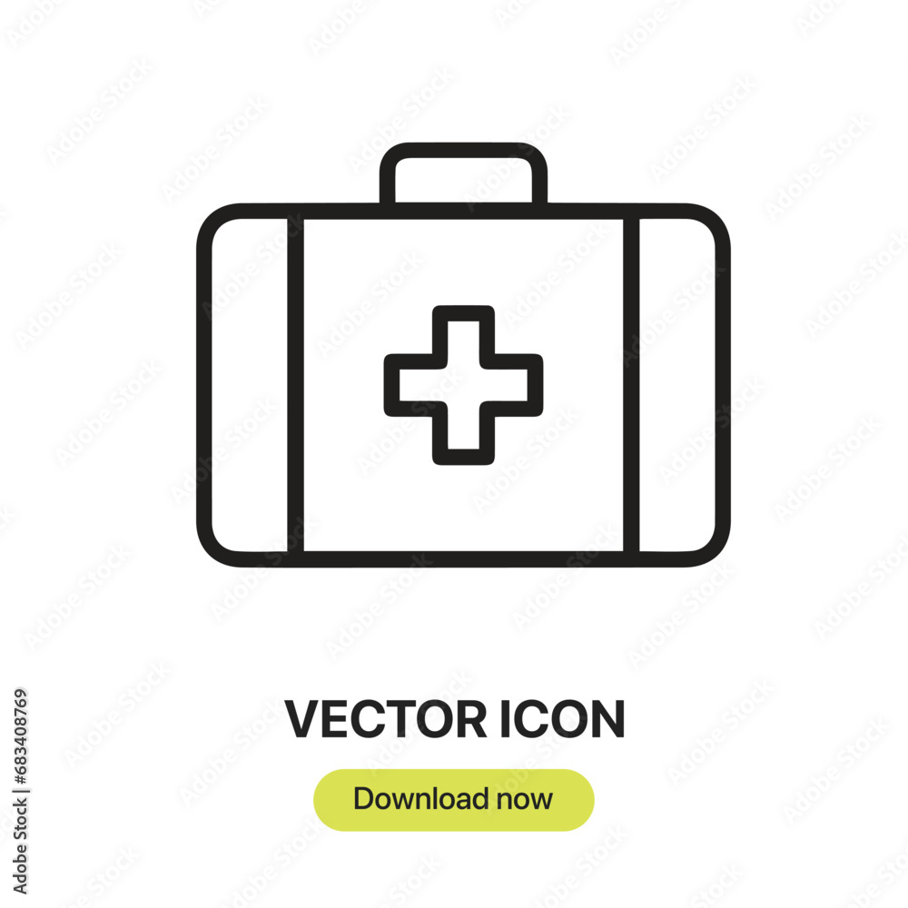 Medical Kit icon vector. Linear-style sign for mobile concept and web design. Medical Kit symbol illustration. Pixel vector graphics - Vector Medical Kit icon vector. Linear-style sign for mobile concept and web design. Medical Kit symbol illustration. Pixel vector graphics - Vector