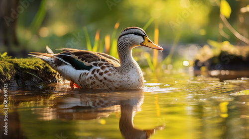 A duck floating on top of a body of water © Viktoriia