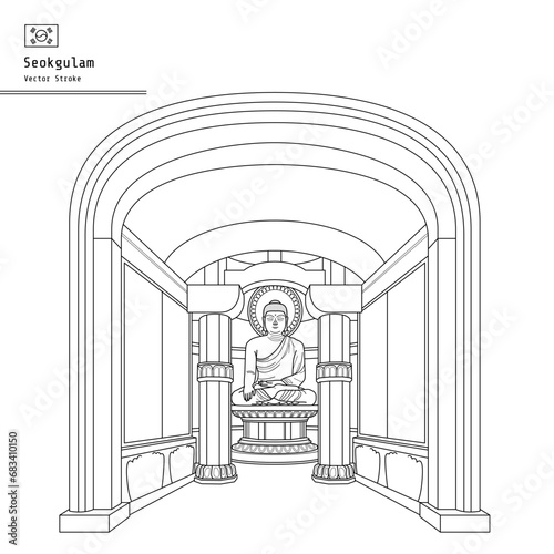 This illustration is Seokguram Grotto in Bulguksa Temple in Gyeongju. It is a representative cultural property in Korea.