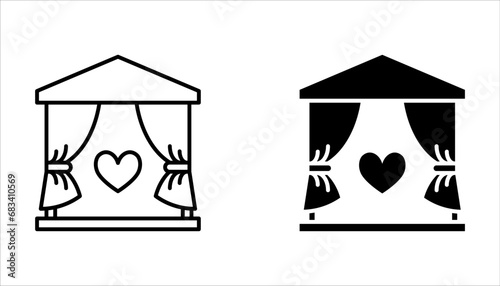 hall icon set, isolated wedding outline icon set on white background