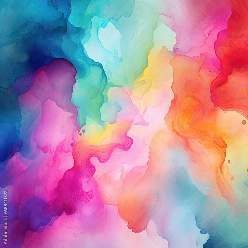 Abstract Watercolor Texture: Rainbow Artwork, Colorful Graphic Design. Modern Digital Abstract Background.