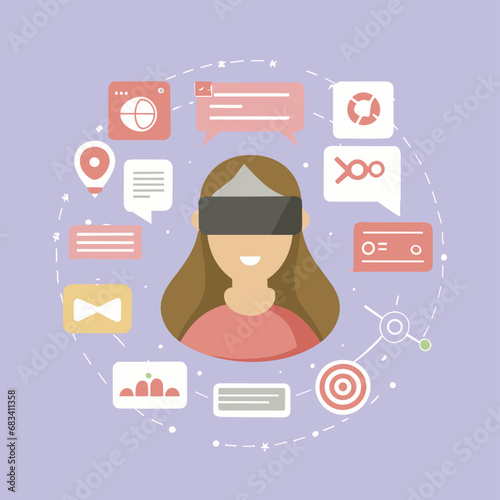 vector icons info graph illustrating VR and mixed reality VR Headset Icon  
