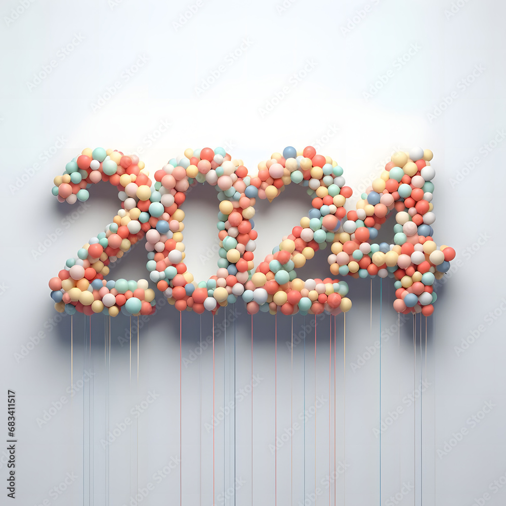 Happy New Year 2024 with Colorful Balloons, new year celebration, 3d render design, party poster, generative ai Happy New Year 2024 with Colorful Balloons, new year celebration, 3d render design, party poster, generative ai
