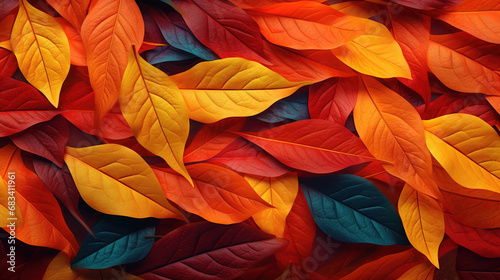 Yellow and Orange Colorful Autumn Fall Leaves Background © RBGallery