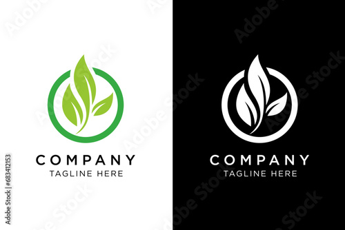 leaves with circles simple modern