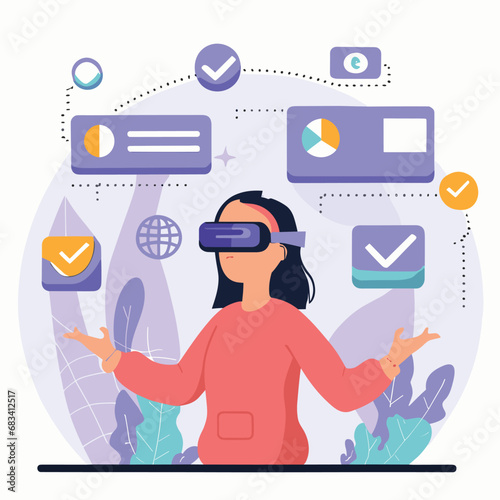 vector icons info graph illustrating VR and mixed reality VR Headset Icon  

