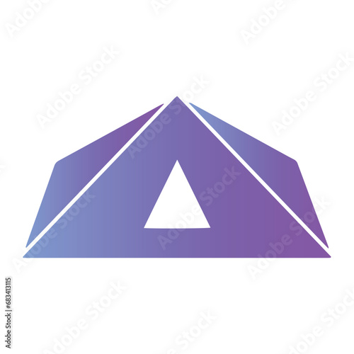 Gradient camping tent, tourist tent, glamping dome, travel and relaxation, vector illustration isolated on white background