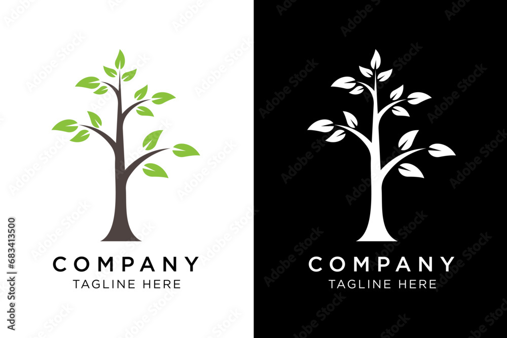 Obraz premium modern simple tall brown tree logo