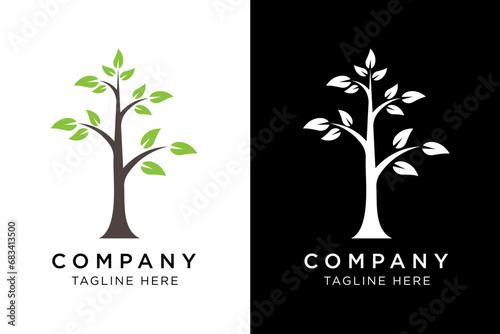 modern simple tall brown tree logo photo