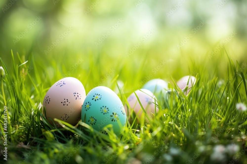 Colorful easter eggs in grass. Happy easter background. Colorful easter eggs in grass. Happy easter background.