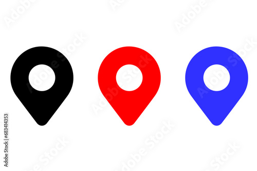 location pin icon symbol sign. Set of map pin location icons. Modern map markers. GPS location symbol collection. Vector illustration. transparent and white background