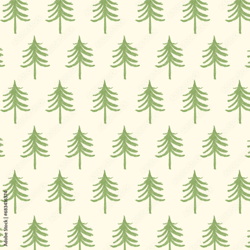 seamless pattern with christmas pine trees