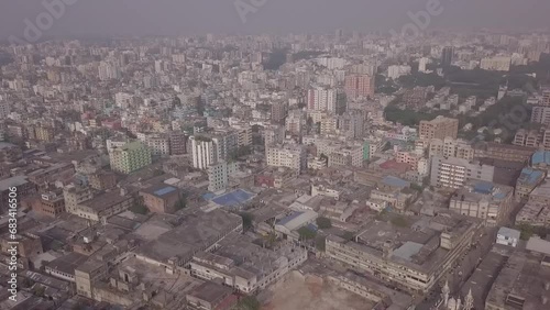 Aerial view of Dhaka cityscape, Dhaka, Bangladesh, Density area of Dhaka city in Drone shot photo