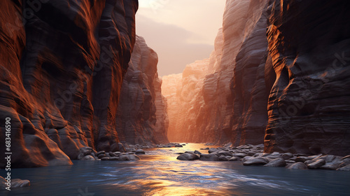 A river through a narrow canyon