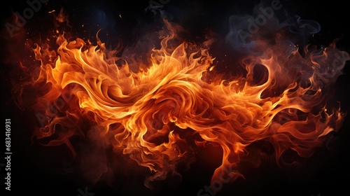 Ethereal Fire: Contemporary Abstract Illustration of Luminous Flames. Generative AI