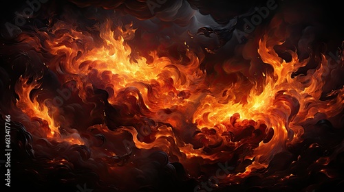 Bright Fiery Movement: Creative Abstract Design Illustrating Intense Flames. Generative AI