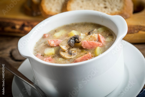 The sour soup made of rye flour.