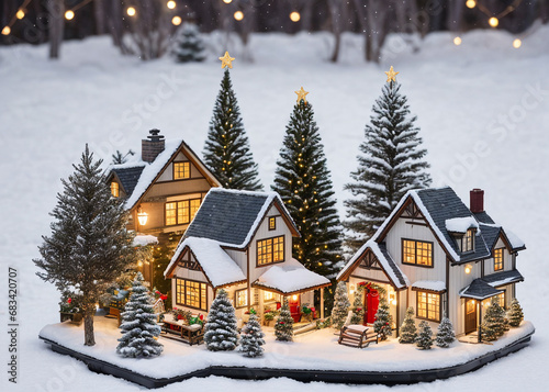 Diorama, miniature, model shot on tilt-shift. A charming miniature cottage nestled among vibrant flowers and lush greenery, its quaint windows and peaked roof embodying the essence of a tranquil outdo