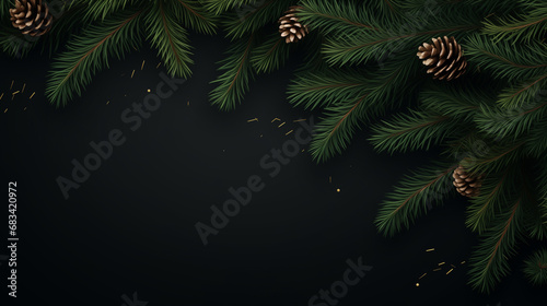 Christmas background with Christmas tree branches, with empty space for text