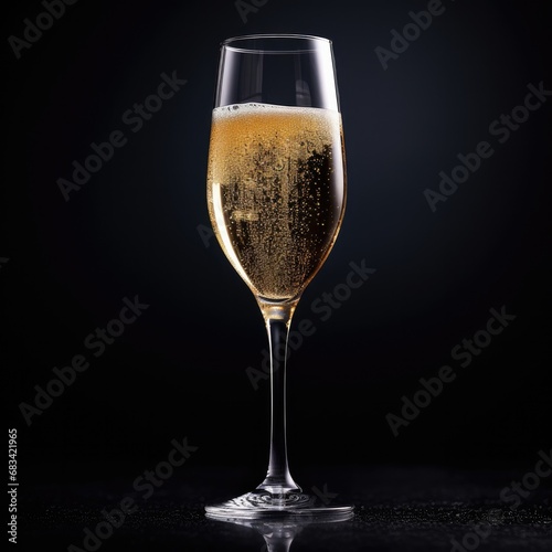 Sparkling champagne in a glass ready to celebrate a Happy New Year. Generative AI.