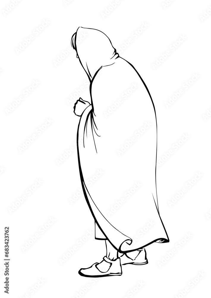 Vector drawing. Man in ancient clothes Vector drawing. Man in ancient clothes