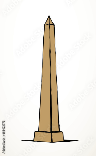 Vector drawing. Egyptian pillar obelisk
