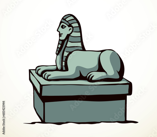 Vector drawing. Egyptian sphinx monument