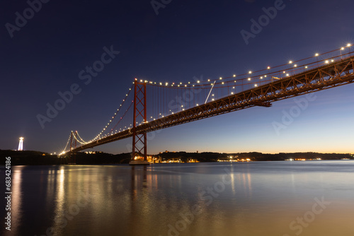 25 april bridge in Lisbon, Portugal at dusk