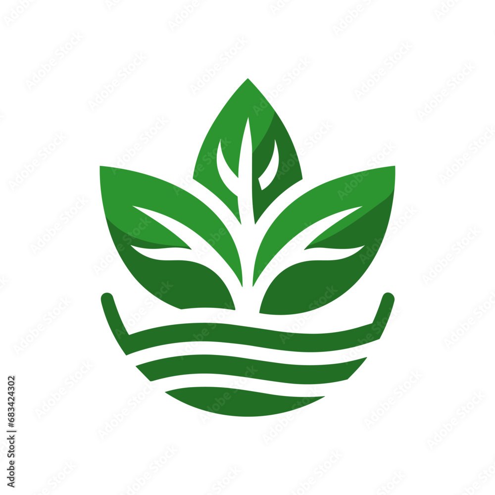 Agriculture logo design. Agronomy logo with plants on a fields. Vector illustration.