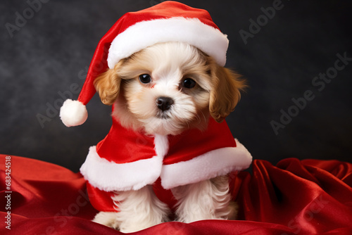 Dog dressed as Santa © Annika