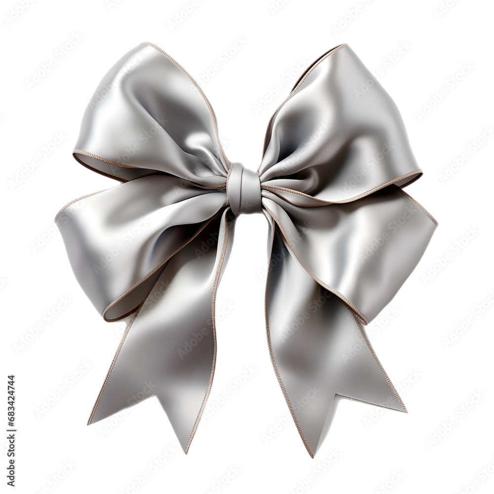 Silver bow on a transparent background