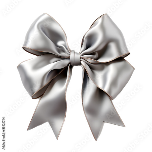 Silver bow on a transparent background