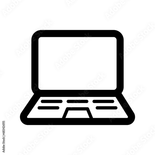 Laptop icon. Black notebook icon in flat style. Computer symbol