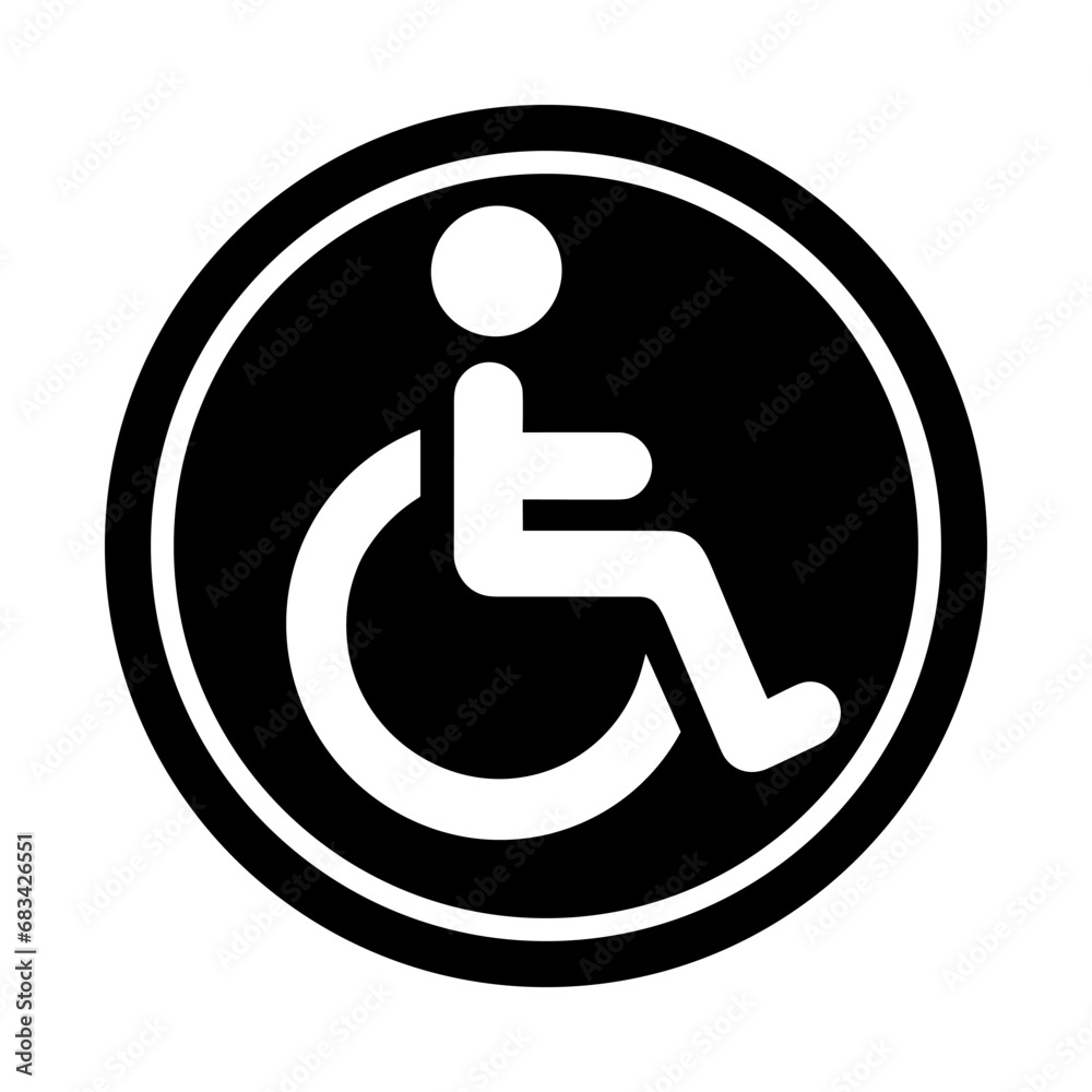 Icon of disabled person in wheelchair. Pictogram of an individual using a wheelchair featuring. Vector illustration Icon of disabled person in wheelchair. Pictogram of an individual using a wheelchair featuring. Vector illustration