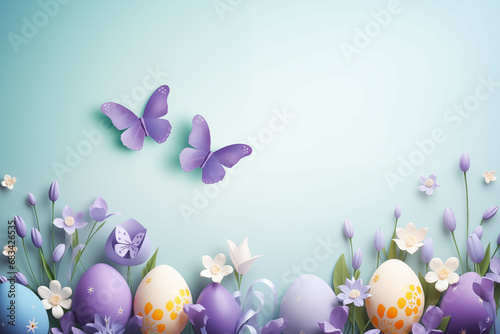 Spring Awakening: A Serene Easter Celebration with Pastel Eggs and Floral Harmony