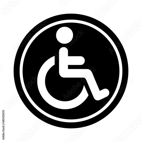 Icon of disabled person in wheelchair. Pictogram of an individual using a wheelchair featuring. Vector illustration