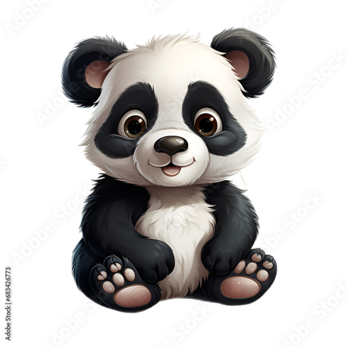 Black and white panda with transparent background