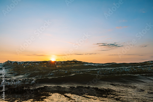 there is place for inscription Beautiful view of the seashore,storm waves.Beautiful sea background © PopOff