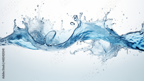 Abstract blue water splashes on a white background, creating a mesmerizing display of fluid motion and dynamic patterns