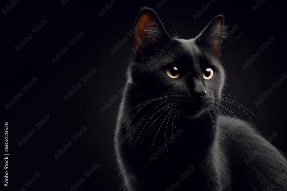 black cat on black background. ai generative black cat on black background. ai generative