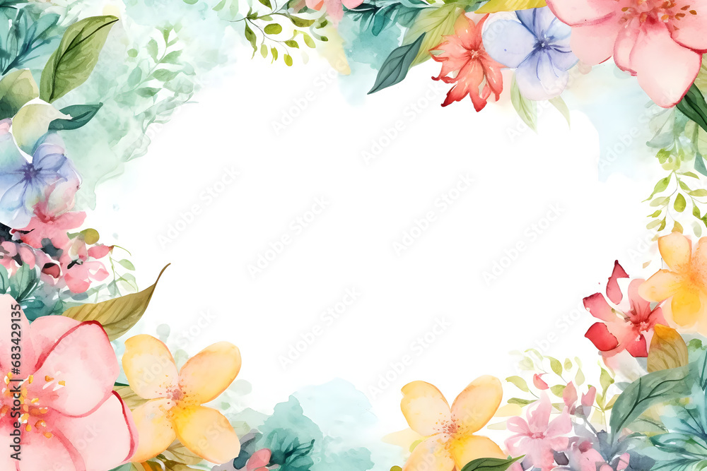 Abstract floral background. Flower frame in watercolor style
