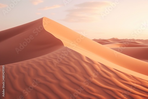 A beautiful sunset scene with the sun setting over the sand dunes. Perfect for travel and nature-related projects
