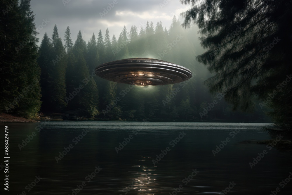 an alien ship floating on a lake in forest photograph, photography, professional quality --ar 3:2 --v 5.2 Job ID: 8c828207-0ef8-4266-a04c-294cb08cec42 an alien ship floating on a lake in forest photograph, photography, professional quality --ar 3:2 --v 5.2 Job ID: 8c828207-0ef8-4266-a04c-294cb08cec42