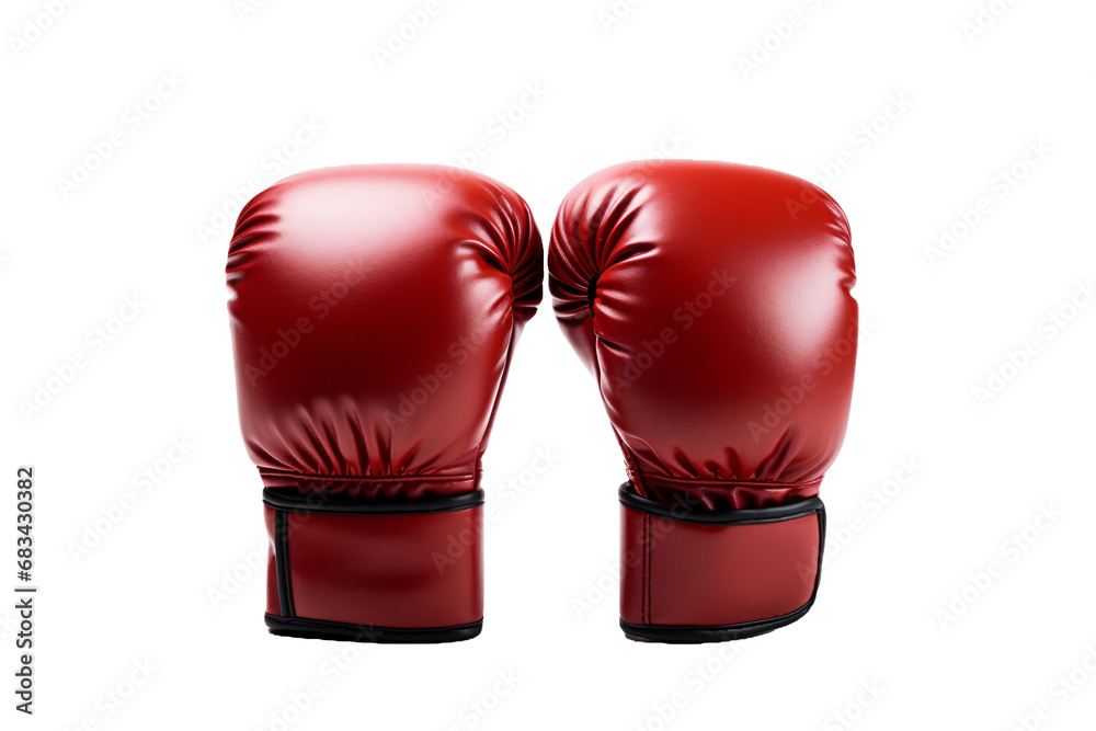 Red boxing gloves isolated on transparent white background