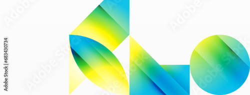 Serene gradient template. Circles and triangles mingle in minimalist perfection. Gentle fusion of forms and hues creates balanced yet captivating backdrop, embodying modern sophistication