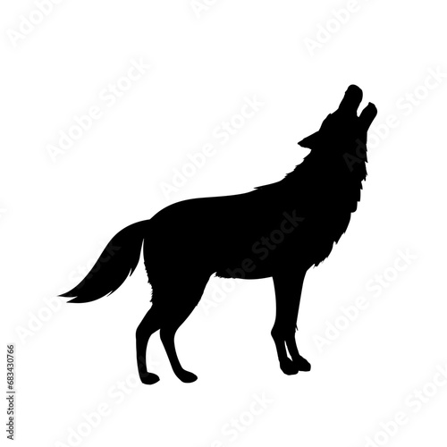 The silhouette of a wolf howling at the moon	